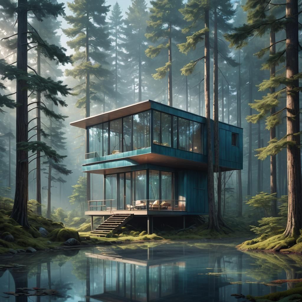 Cabin in Forest: Hyper-Realistic Fantasy Concept Art