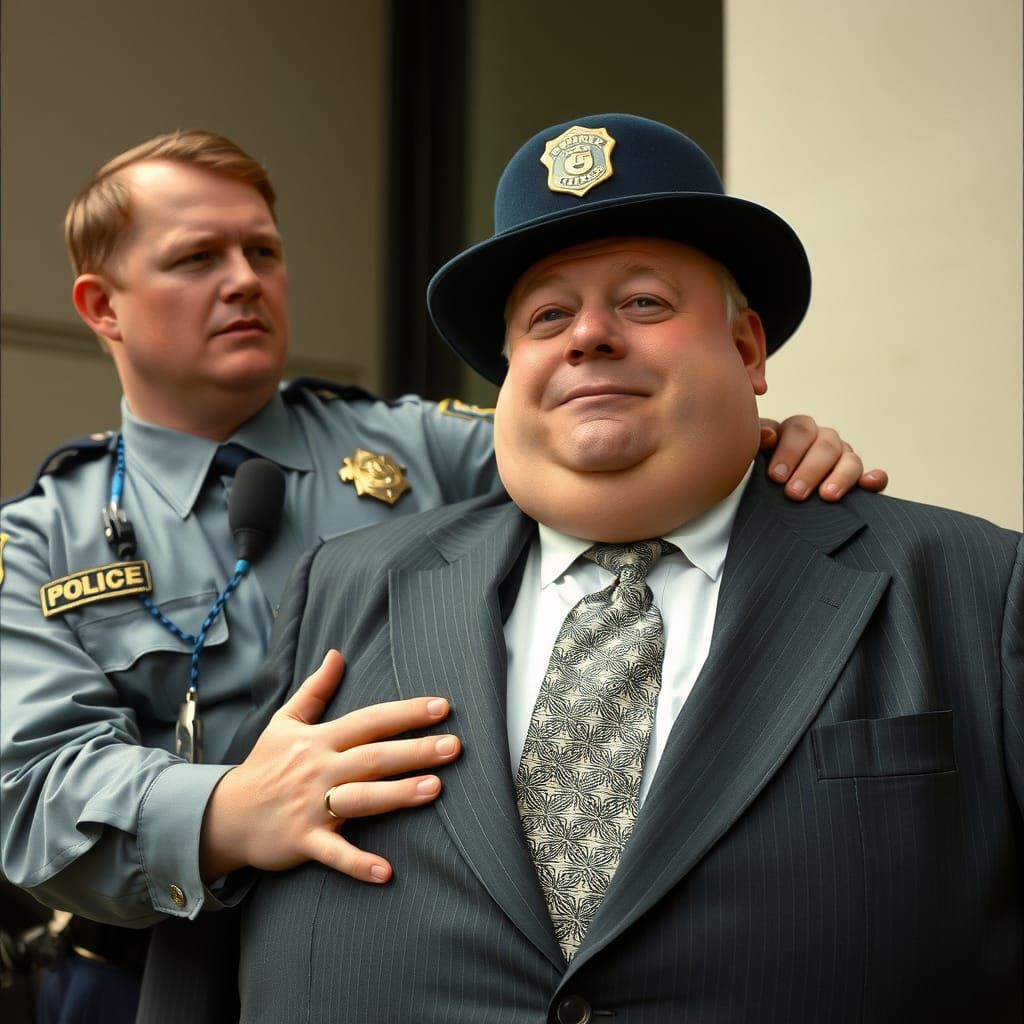 My prompt was a cop Tasing a rich chubby man, but obviously ...