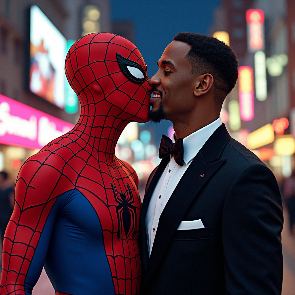Spider-Man and P Diddy Kiss in Anime-Inspired Art
