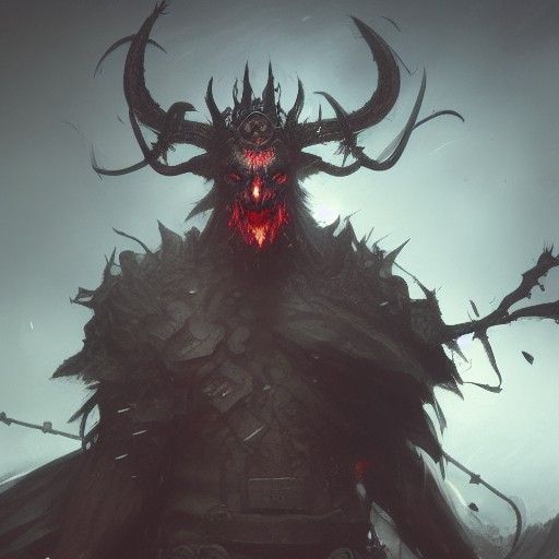 Crowned Barbed Devil in Dark Fantasy Style
