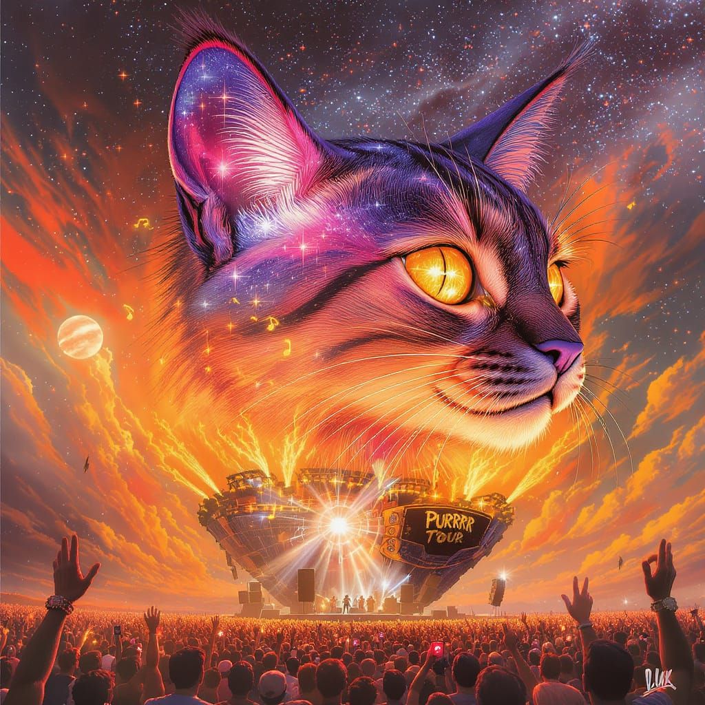 Airbrushed Caracal Band Performing for Cheering Crowd