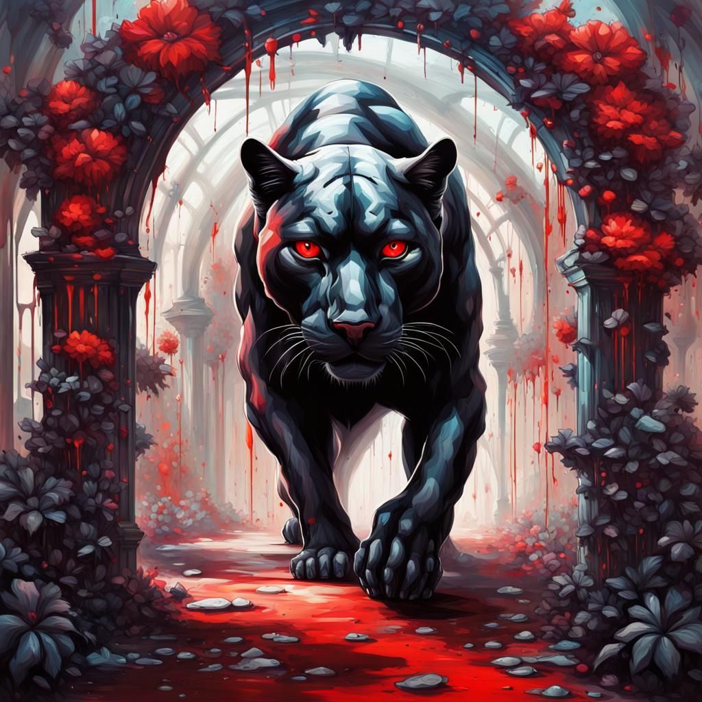 Clockwork Panther in Glass Palace Graffiti Art