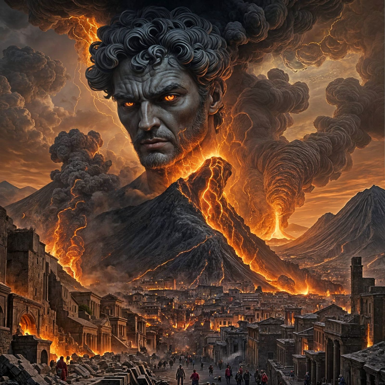 Pompeii Eruption Watched by Vulcan, God of Volcanoes
