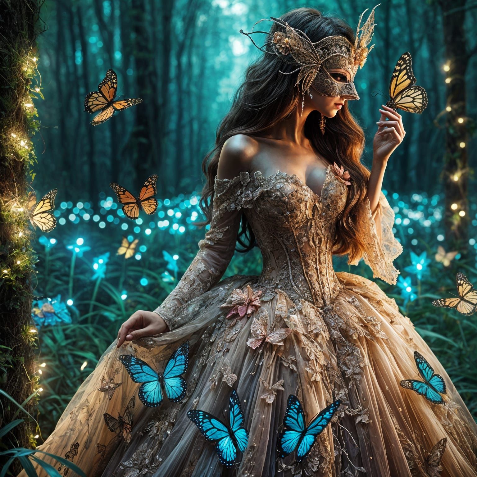 Middle Eastern Princess in Whimsical Masquerade Ballgown