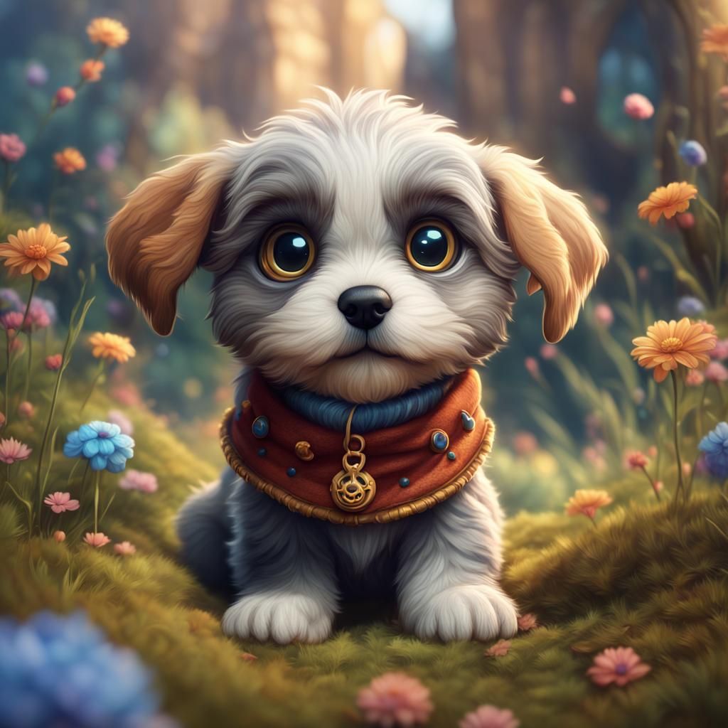 Cute Fluffy Puppy with Adorable Eyes