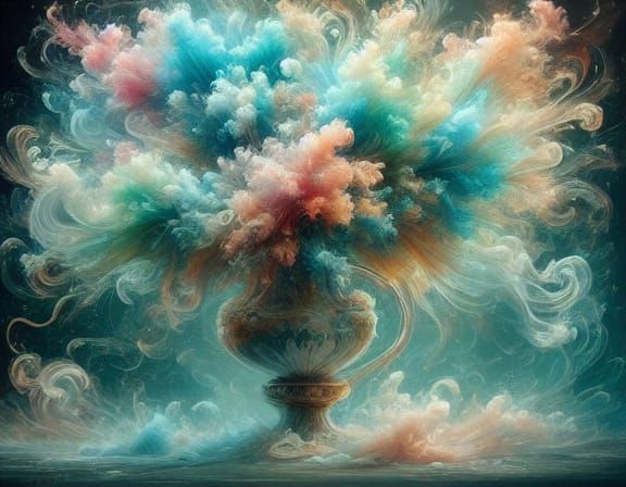 Hydrangeas Overflowing in a Planter, Watercolour Art