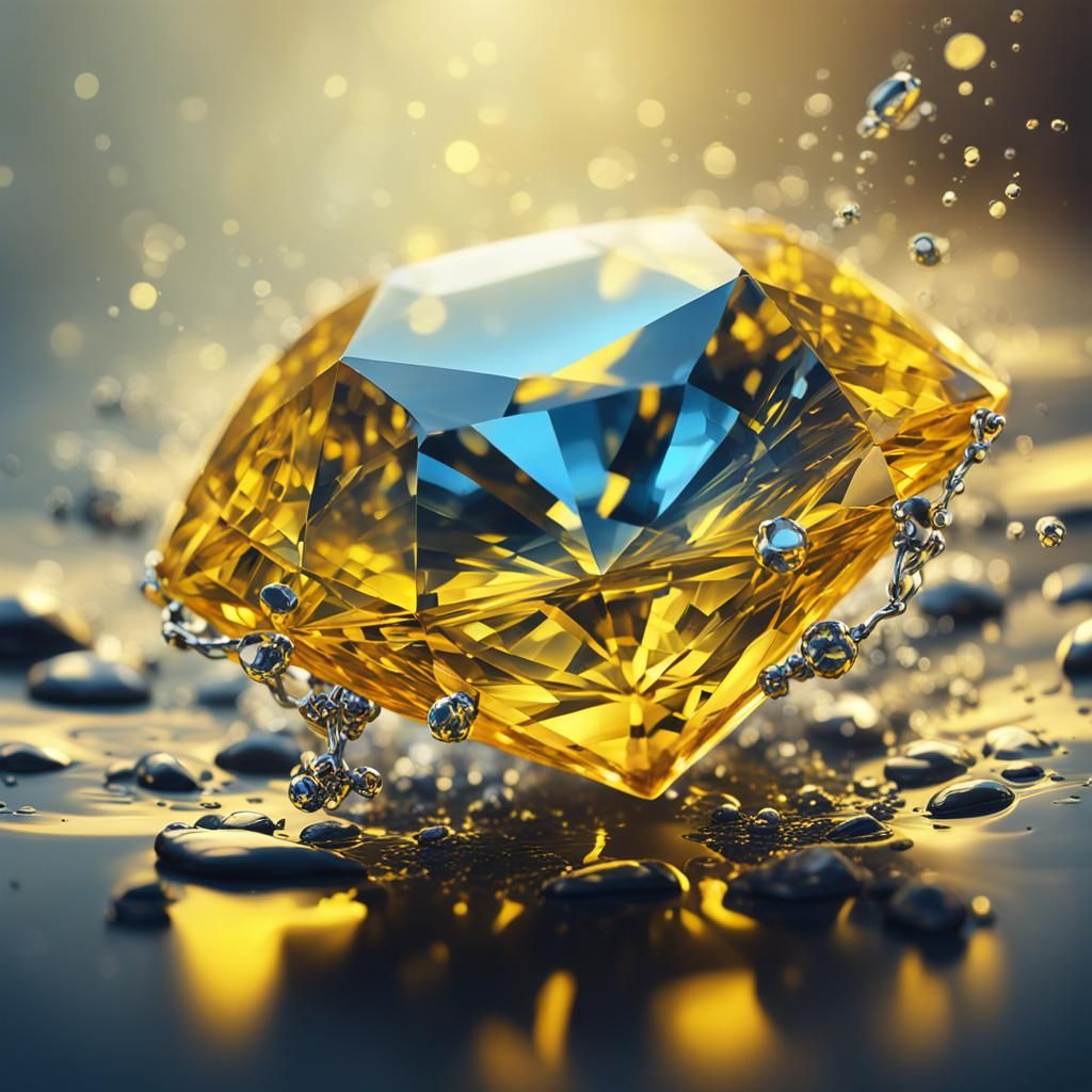 Hyperrealistic Yellow Sapphire in Splash Art Style