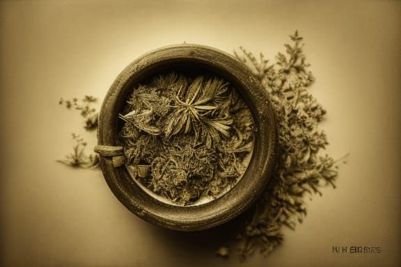 Detailed Still Life of Medicinal Herbs