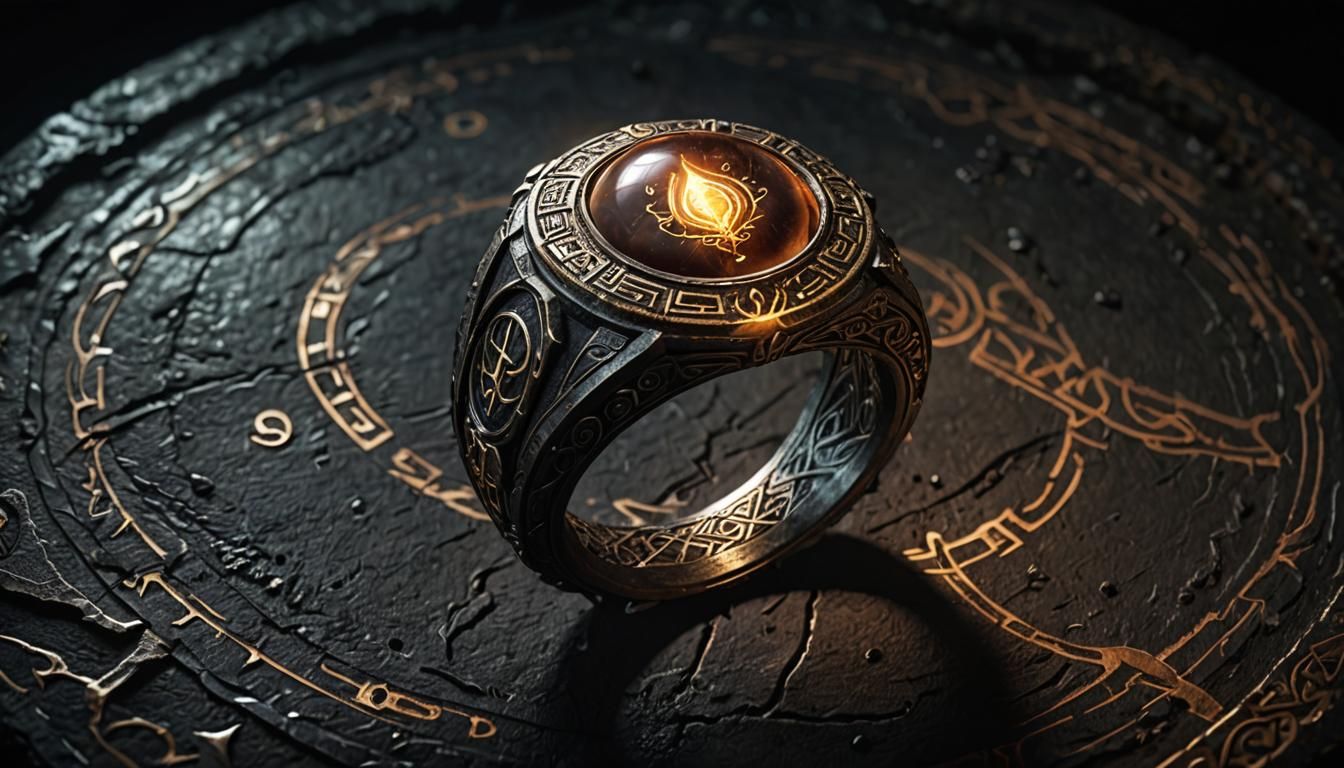 Mystical Onion Ring with Glowing Runes: Fantasy Art