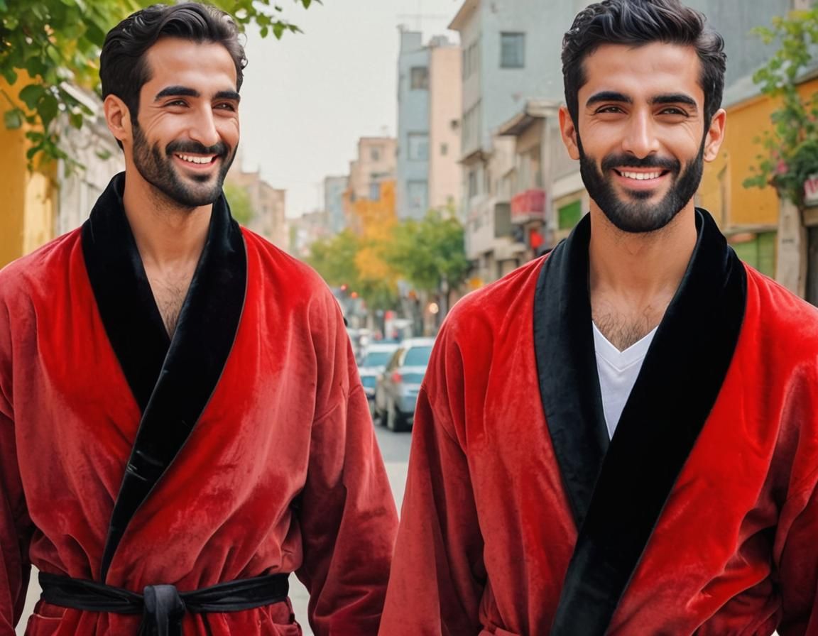 Joyful Men in Red Velvet Robes