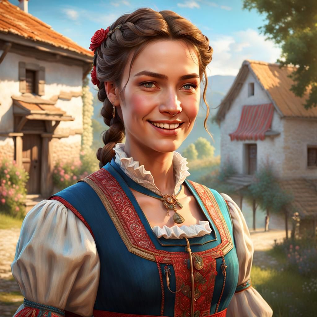 Croatian Village Girl Portrait in Fantasy Setting