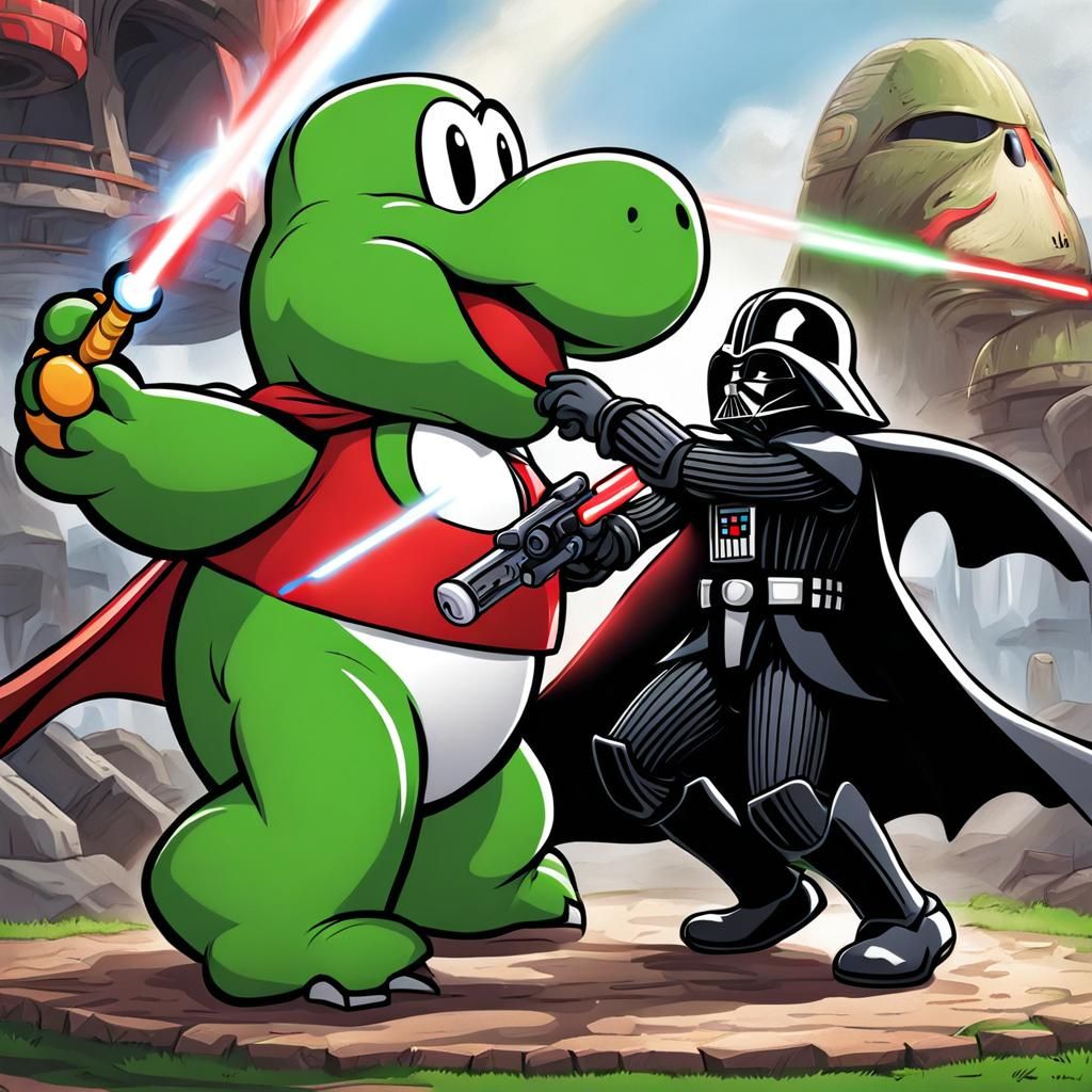 Darth Vader Battles Yoshi in Epic Confrontation