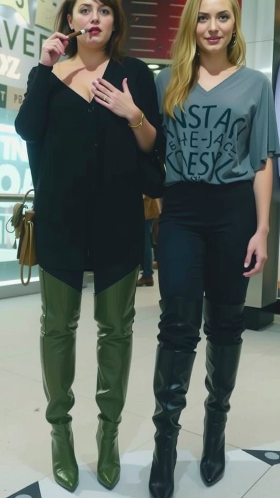 Elegant Women in Film Noir-Inspired Futuristic Scene