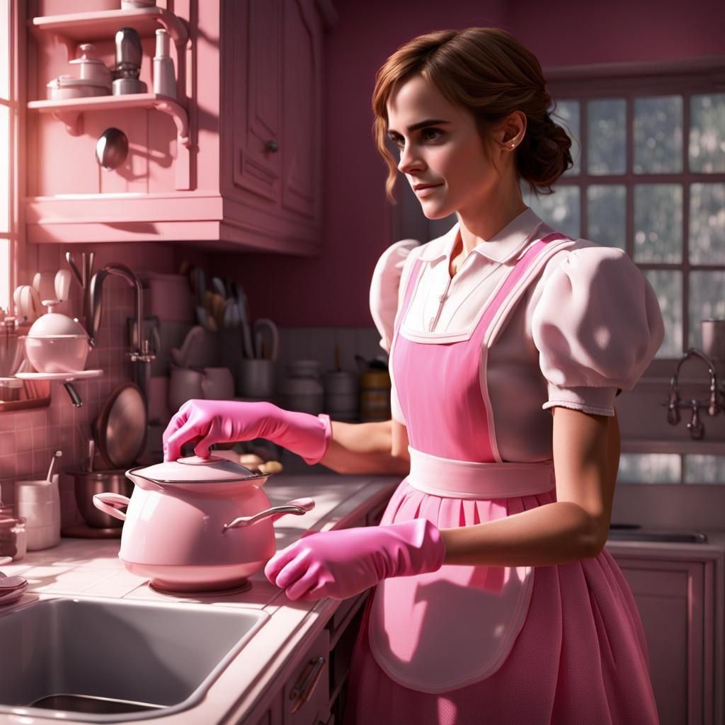 Emma Watson as Maid in 3D Game Cinematic Style