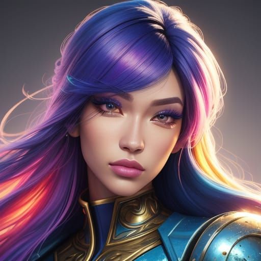 Beauty Girl Kianna in Hyperrealistic Splash Art