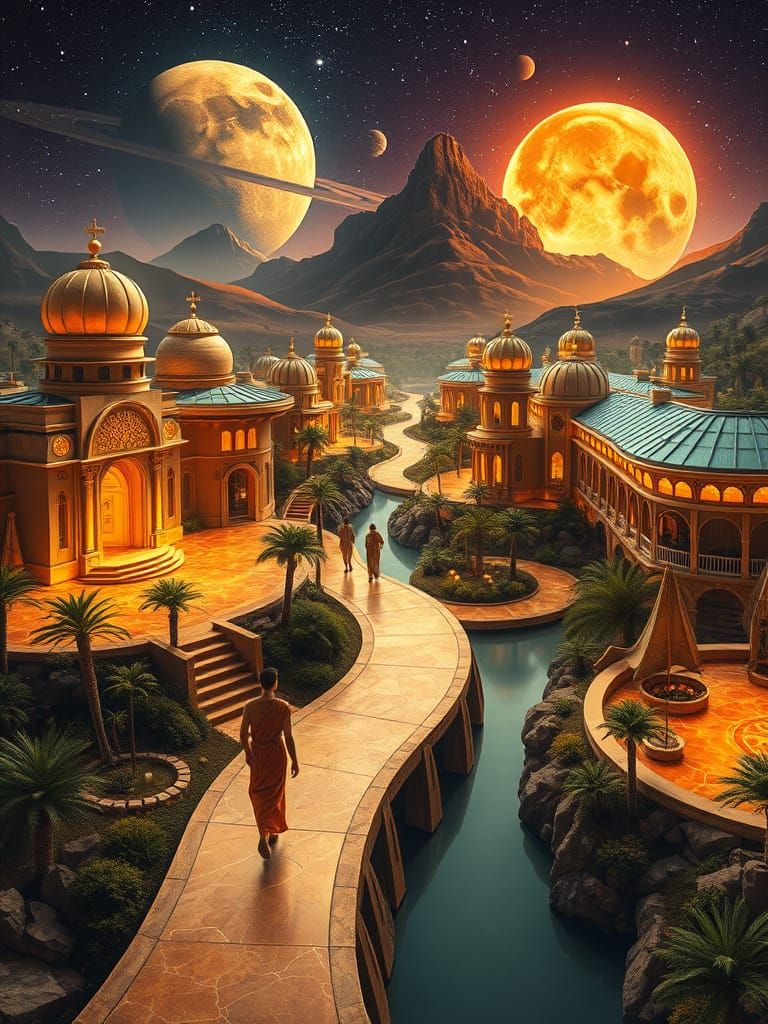 Alien Philosophers in a Space Age Art Deco City