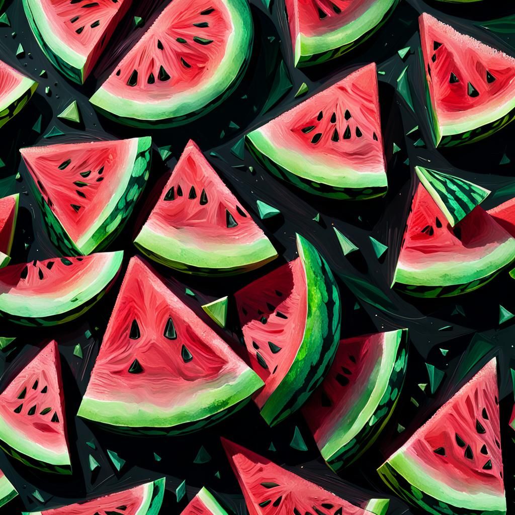 Vibrant Fauvist Watermelon Abstract Expressionism