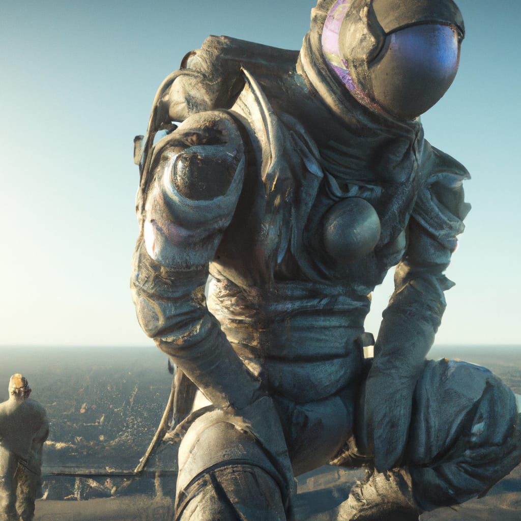 Photorealistic Astronaut in Space Twilight