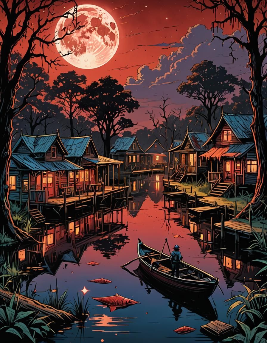 Louisiana Bayou Blood Moon Festival Poster