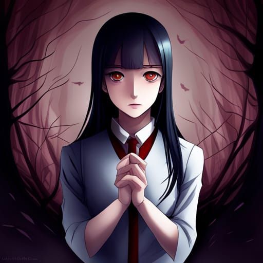 Horror Girl in Yamishibai Anime Style