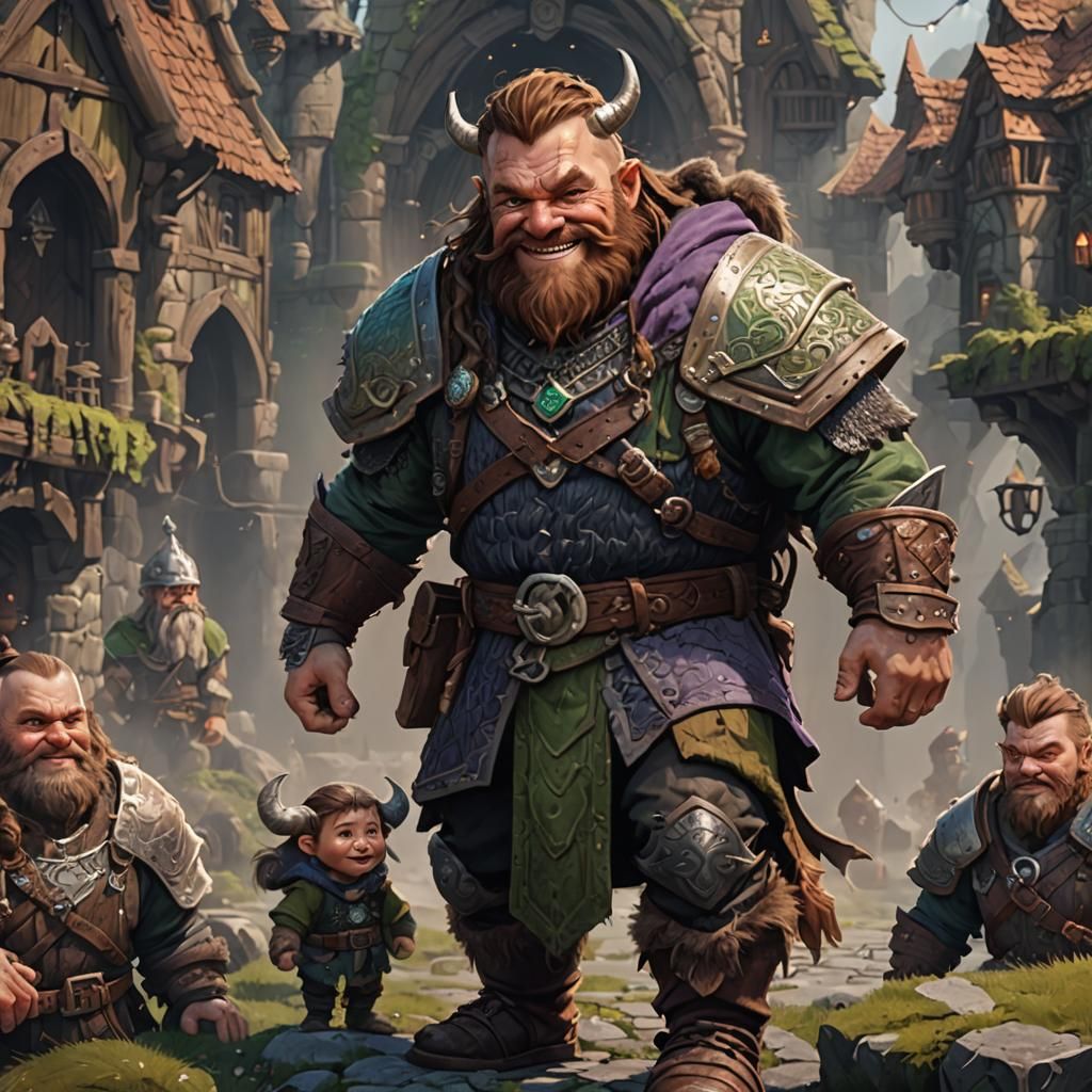 Viking Dwarf Noble with Silly Smile in D&D Style