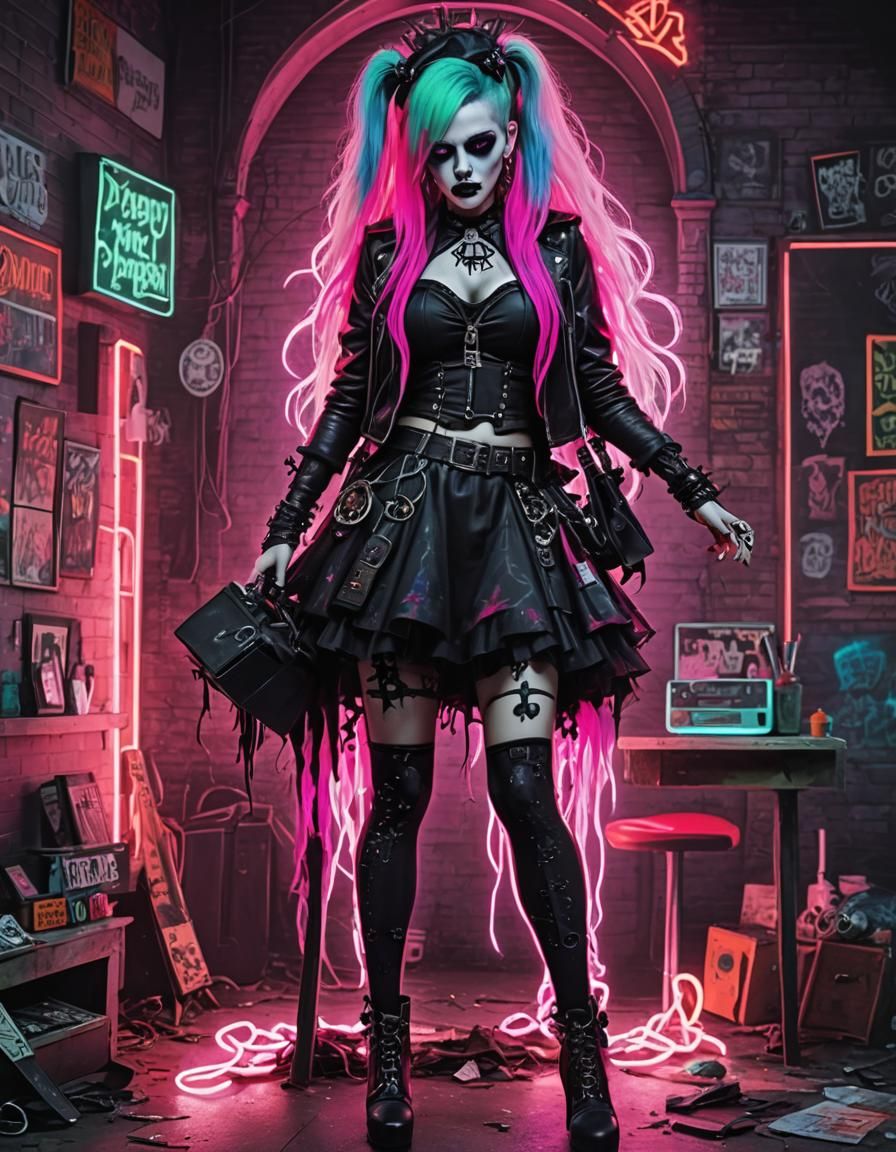 Hyperrealistic Beautiful Ghost in Gothic Punk Style