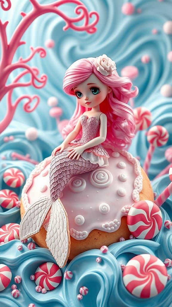 Mermaid on royal icing cookie