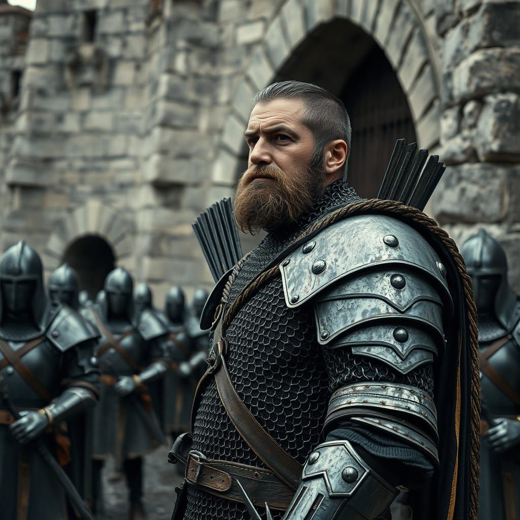 Vigilant Knight in Chain Mail at City Gate