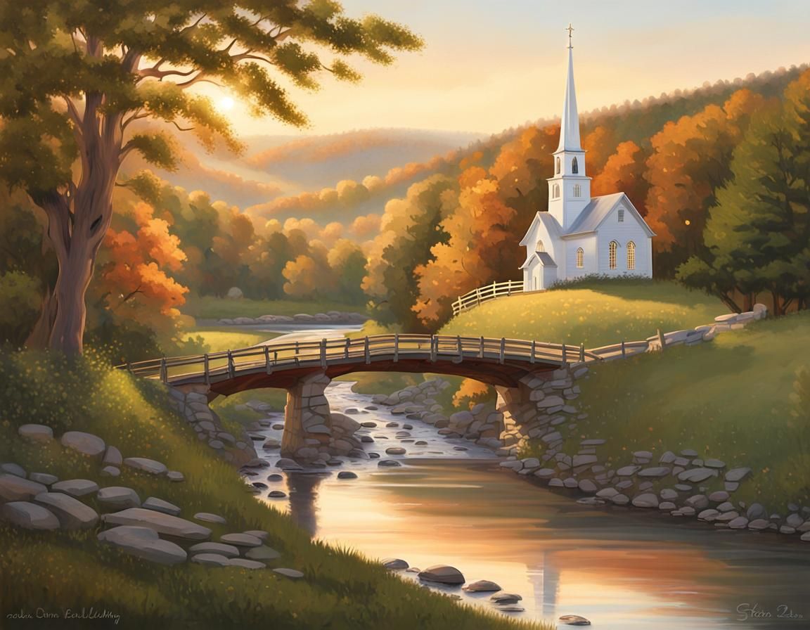 New England Town at Magic Hour, Nostalgic Realism