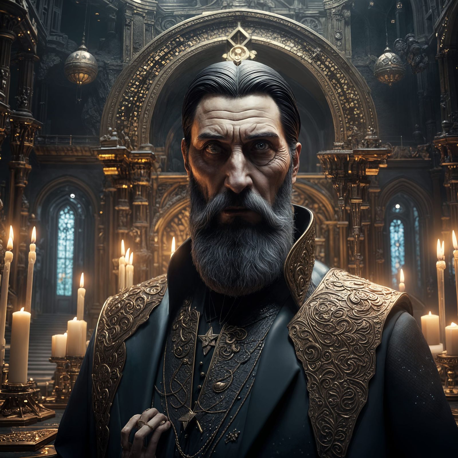 "Photographic portrait of Rasputin using a modern smartphone...