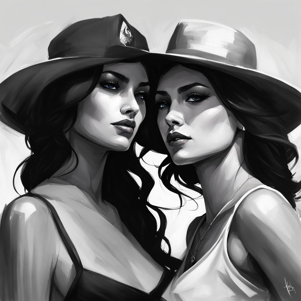 Sapphic Women in Paint Style Concept Art