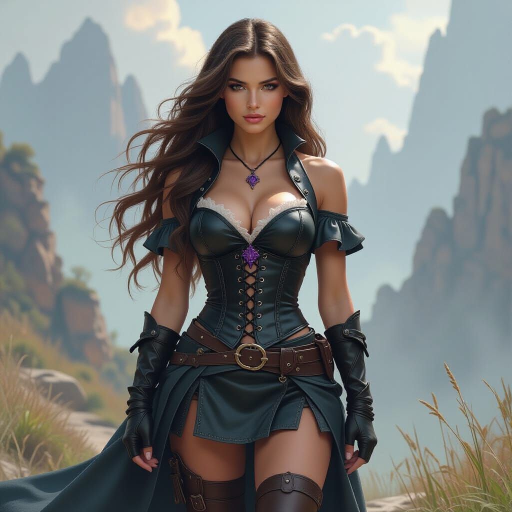 Fantasy Warrior in Leather Armor, Dramatic Lighting