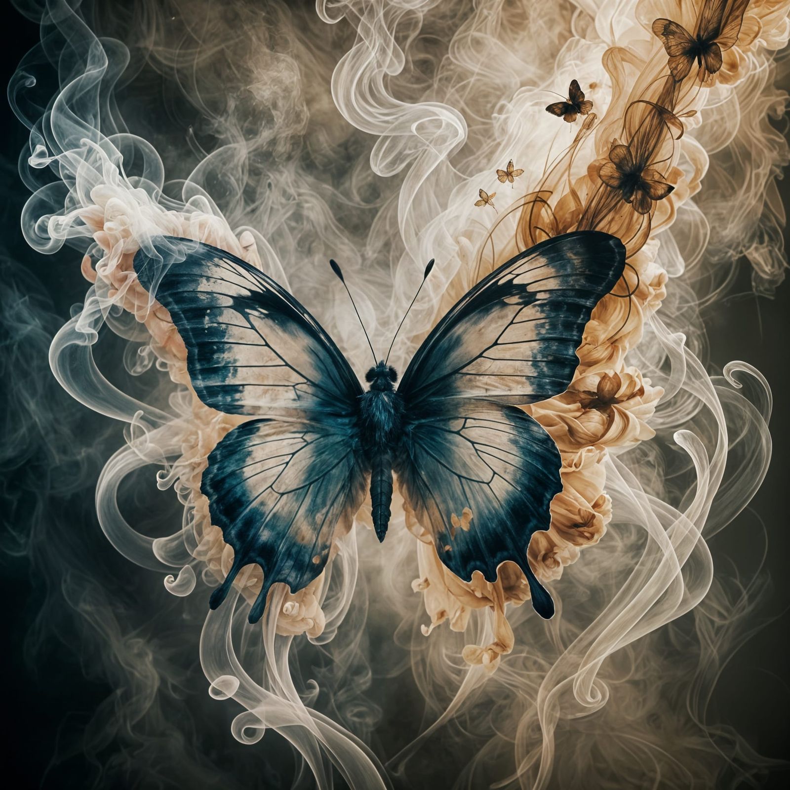 Smokey Butterfly: Impressionistic Double Exposure Art