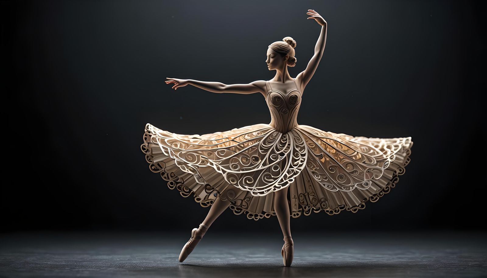 Elegant Ballerina in Kirigami Style