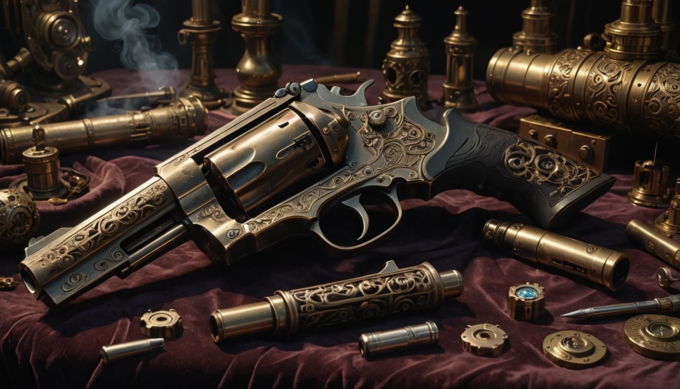 Mystical Revolver with Fantasy Artifacts
