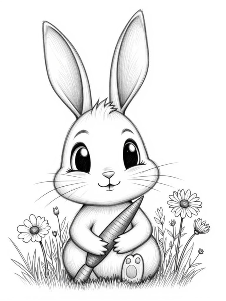 Hyper-Realistic Rabbit Drawing in Monochromatic Pencil