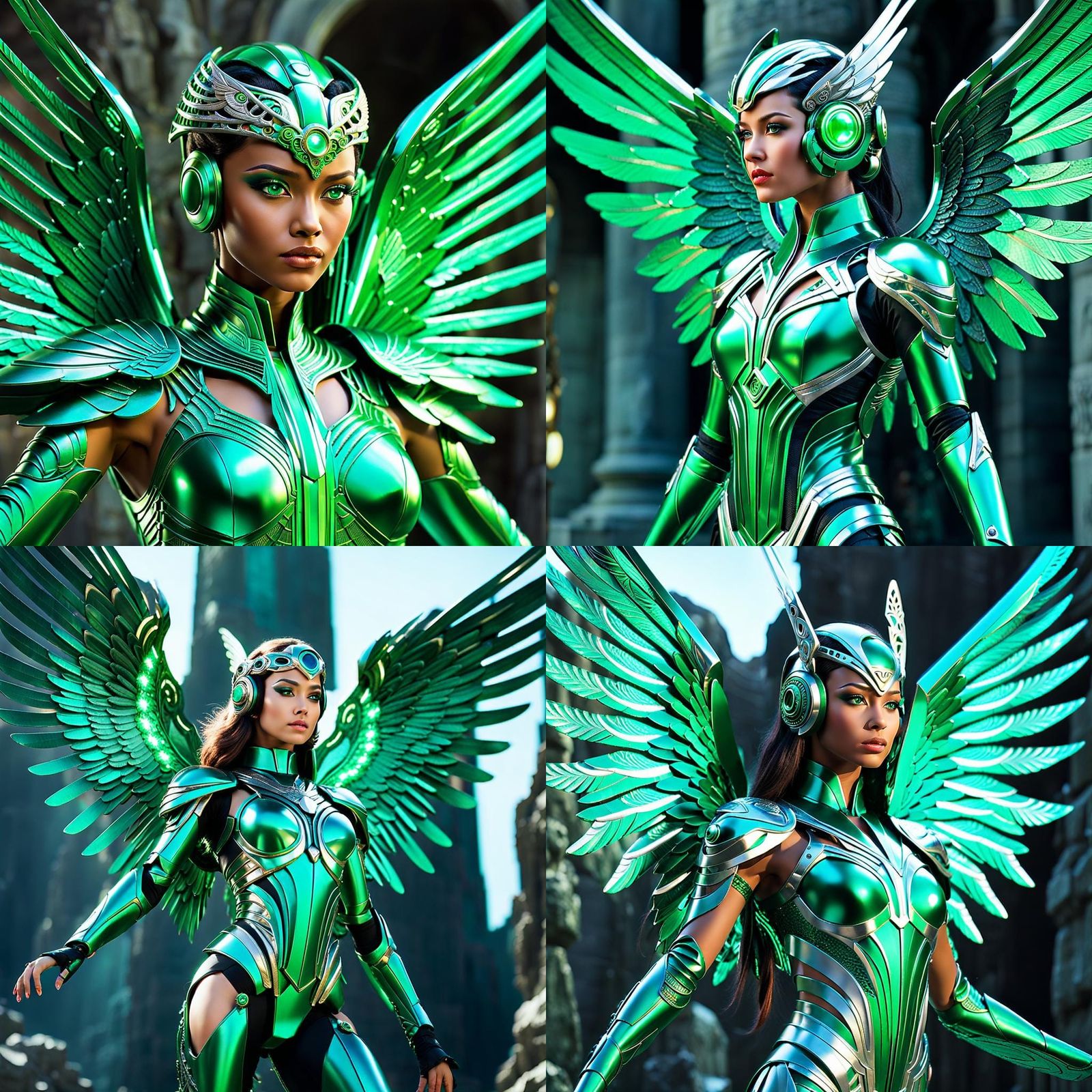 Cyber Angel With Metallic Wings