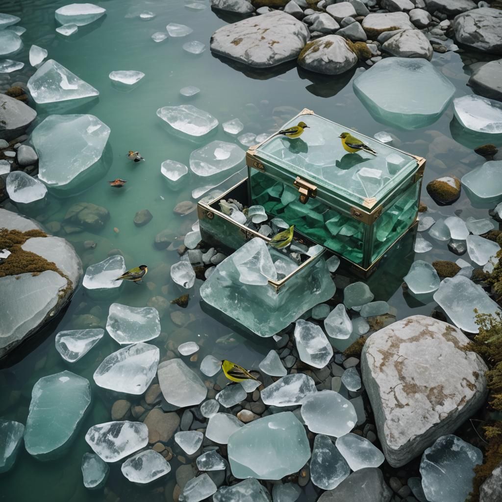 Icy Lakes with Singing Birds in Winter