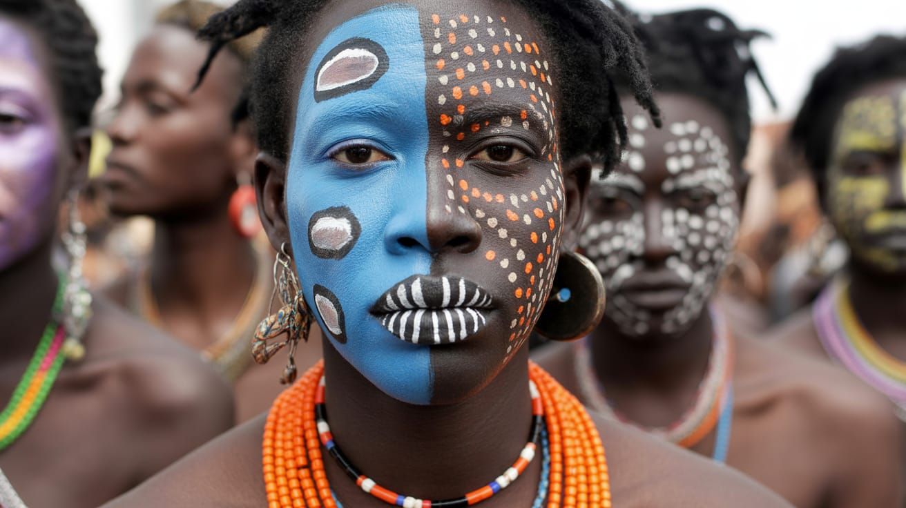 African Face Paint Art: Cultural Expression Close-Up