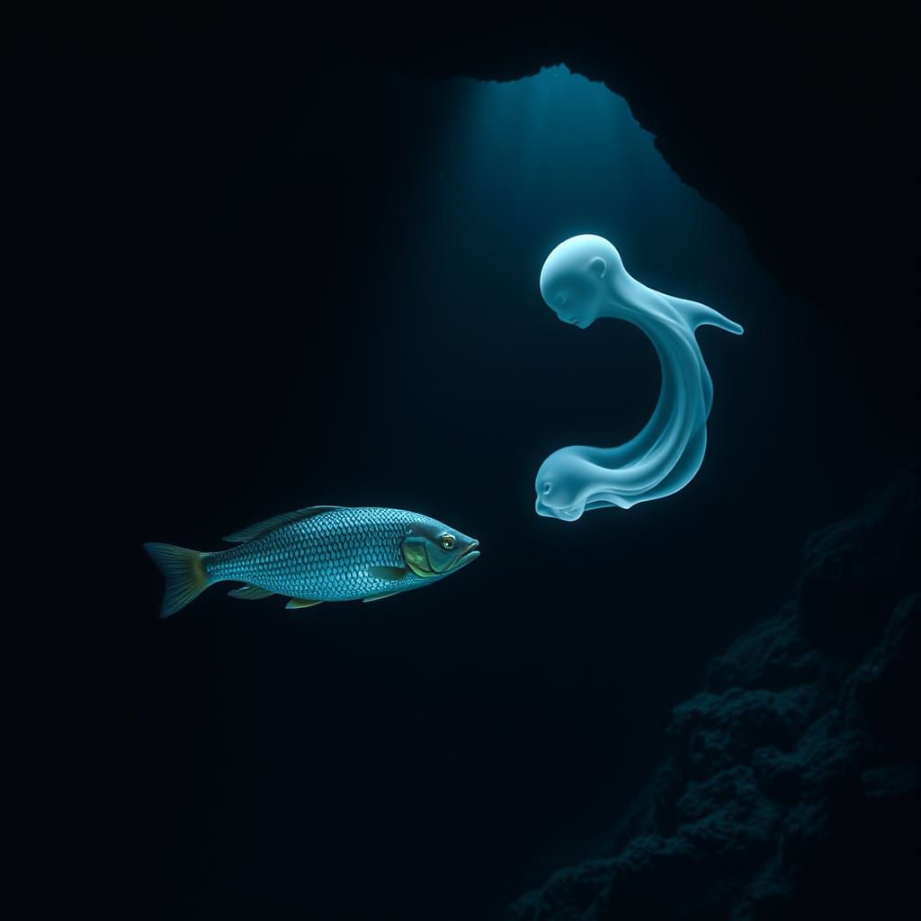 Fish Meets Ghost in Haunting Submarine Cavern