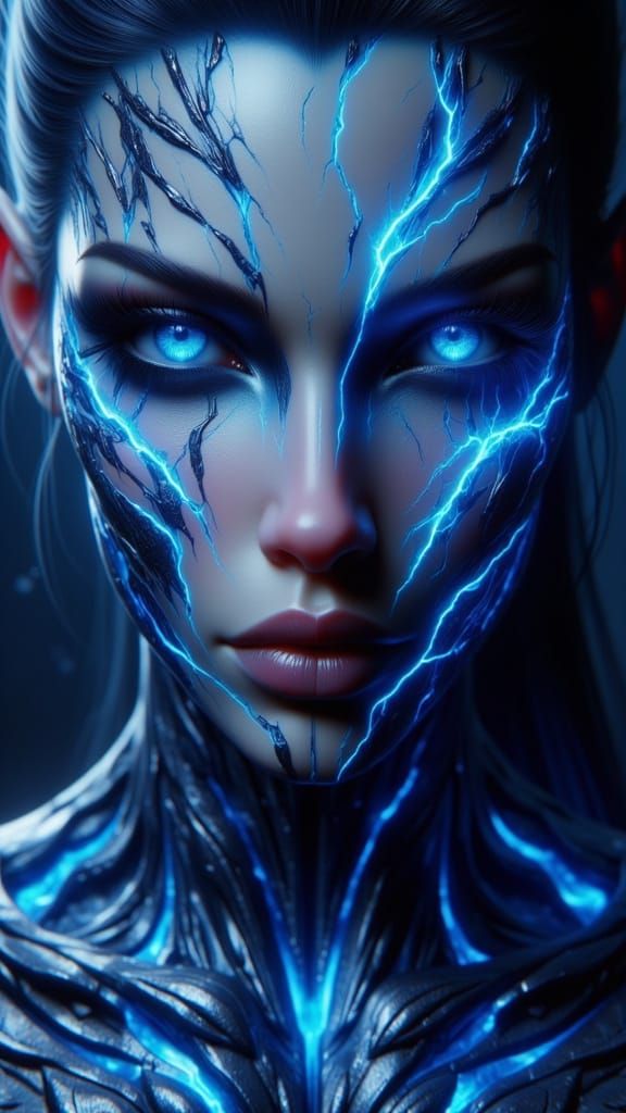 Ethereal Blue Elf with Majestic Purple Cracks