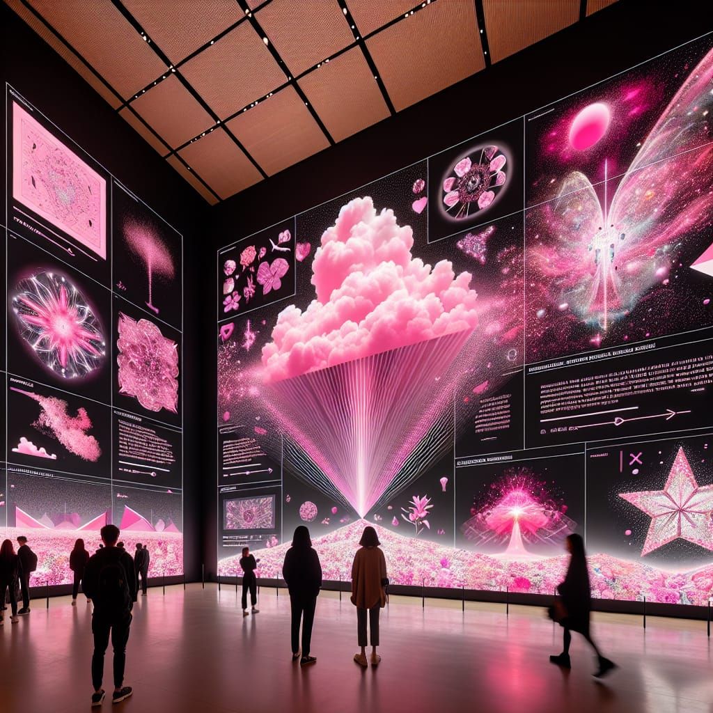 Interactive Digital Wall Showcasing the Color Pink