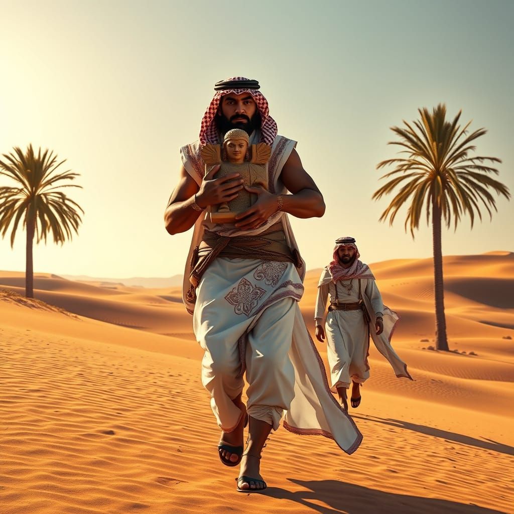 Regal Arab Tribal Chief Carries Ancient Idol Through Desert ...