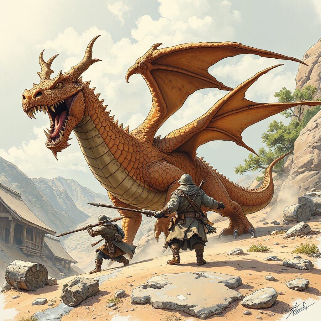 Three Cowards Pursue Giant Dragon