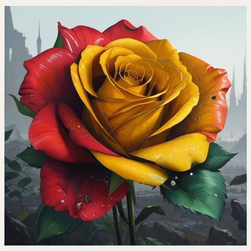 Yellow Rose Close-up in Watercolor Style