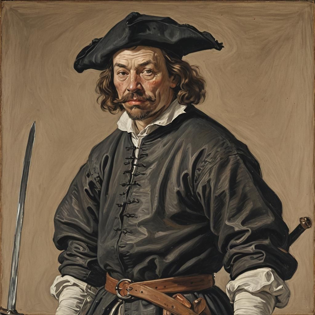 Man with Sword in Style of Frans Hals