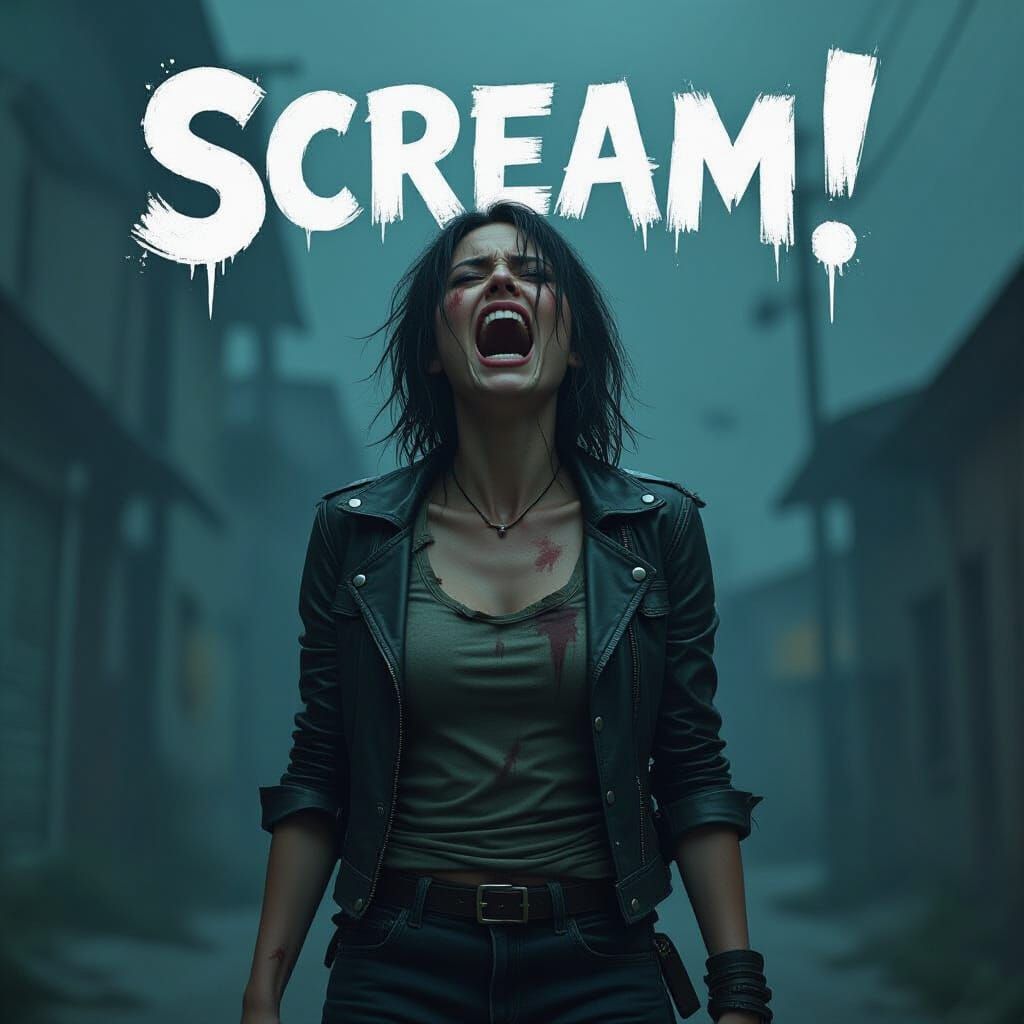 Emotional Scream in Haunting Digital Art Style