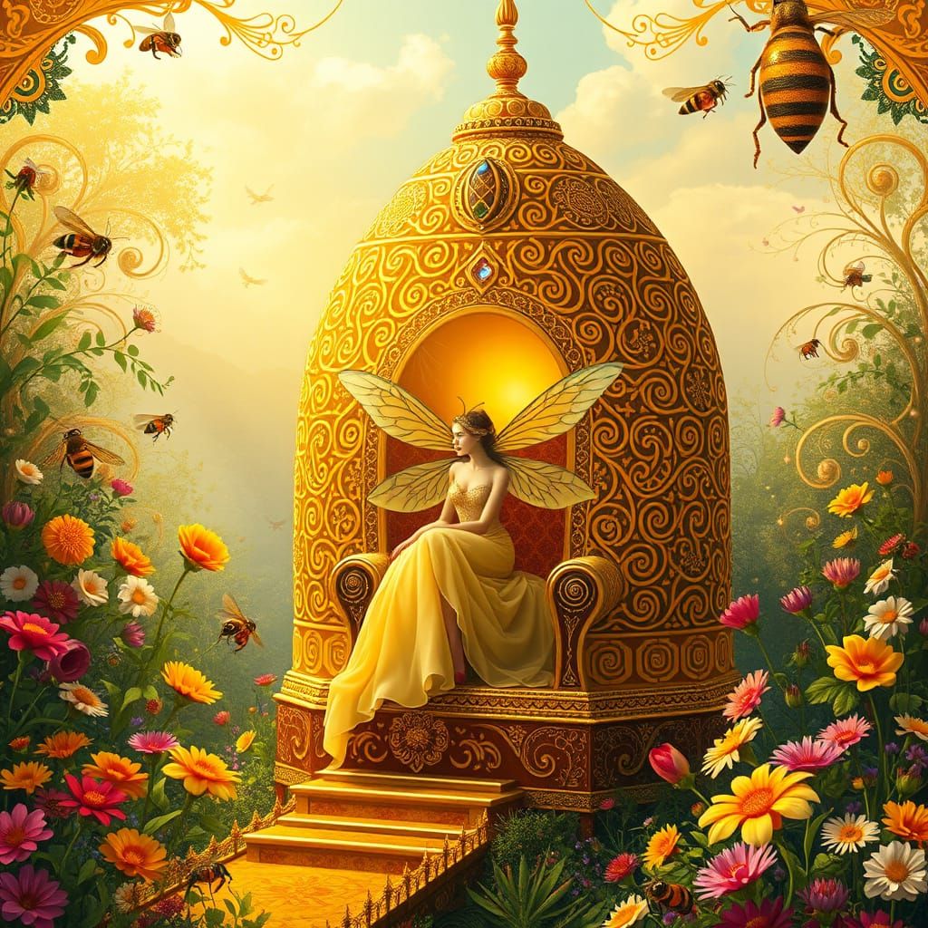 Golden Hive Palace with Regal Queen Bee