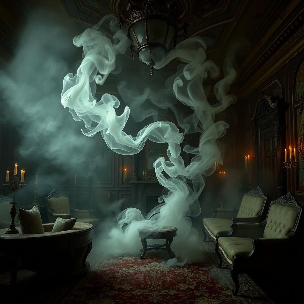 Smoky Ghost Materializes in Haunted Victorian Room