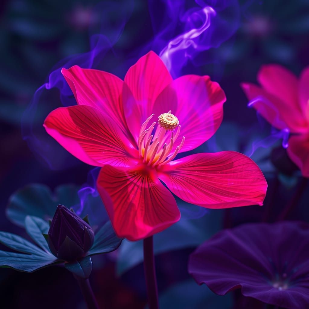 Crimson Lotus with Violet Energy, in Futuristic Style